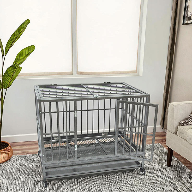 Deschideți cușcă pentru câini metalici cu tub greoi Deschideți cușcă pentru câini metalici cu tub greoi