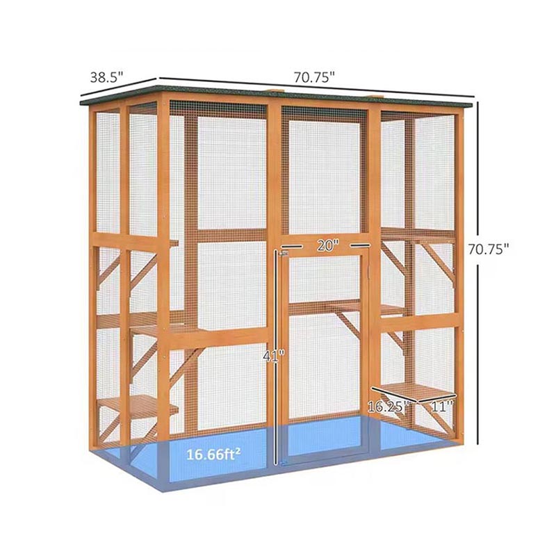 Casă de pisici din lemn în aer liber, impermeabilă, vilă cușcă cu cușcă Casă de pisici din lemn în aer liber, impermeabilă, vilă cușcă cu cușcă