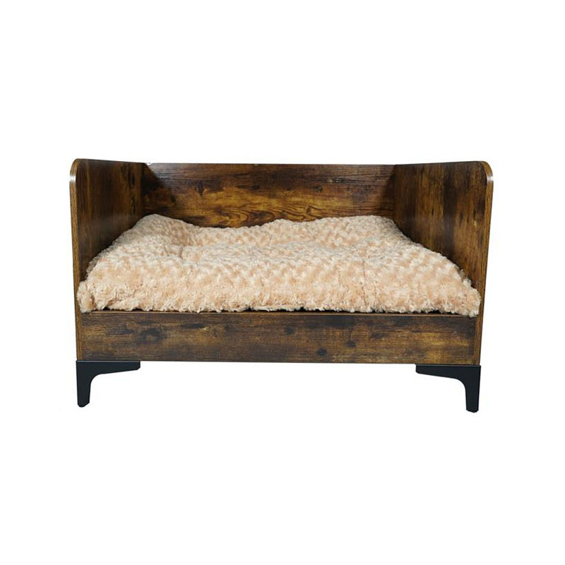 Pat modern de câine ridicat din lemn interior cu cadru