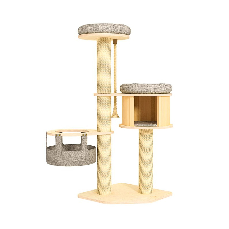 Condo-ul de la podea până la tavan din lemn de alpinism Cadru de pisici Turn de copac