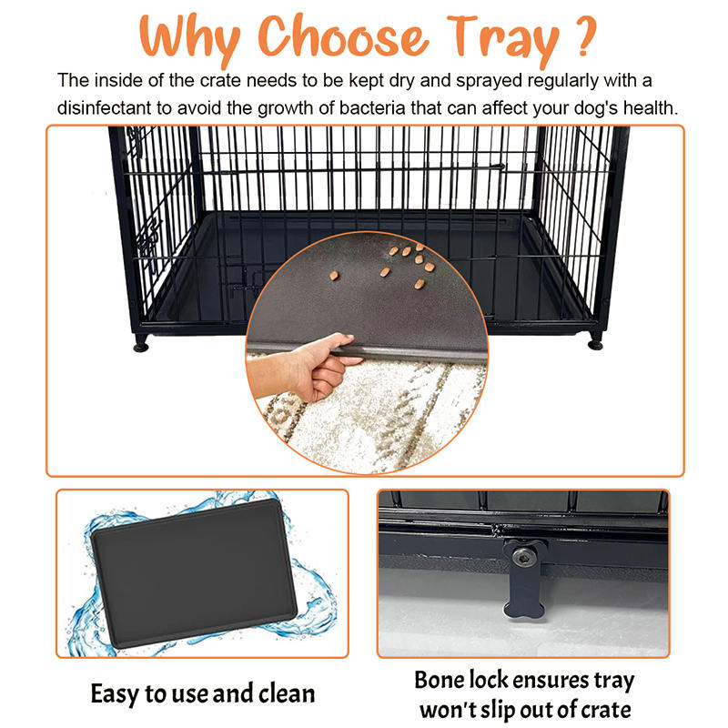 Cușcă de câini de mobilier din lemn mare cu tavă detașabilă Cușcă de câini de mobilier din lemn mare cu tavă detașabilă