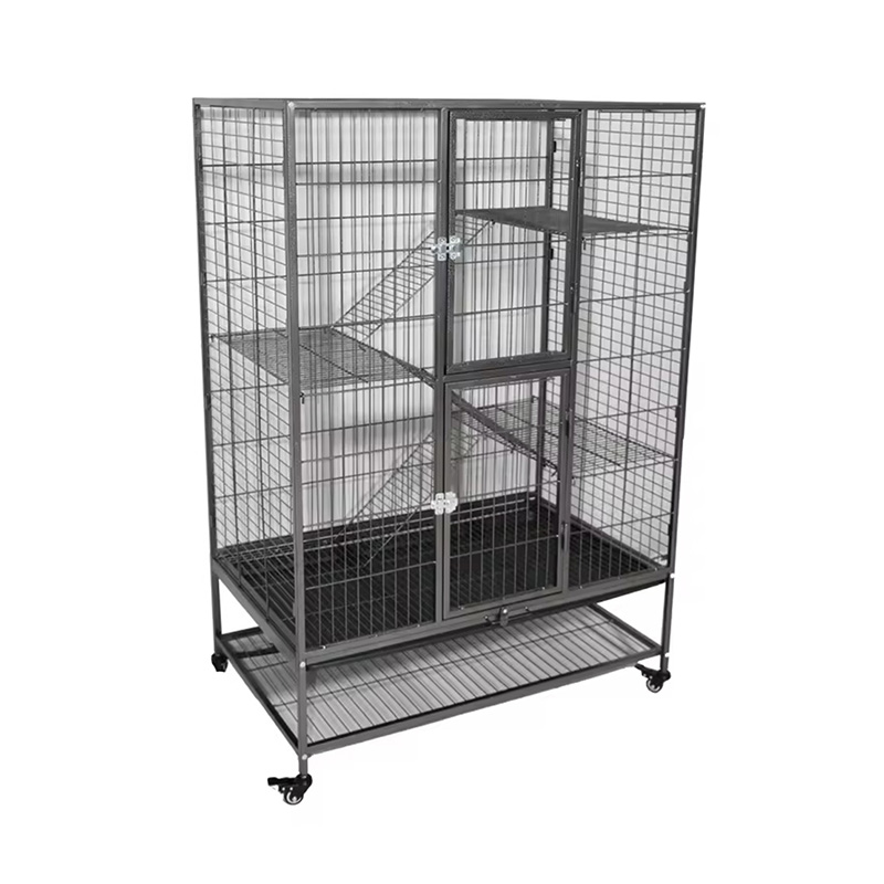 Mare mare duty 2/3/4-nivel cu cușcă de pisică cu tub de interior metal cu roți cu roți Mare mare duty 2/3/4-nivel cu cușcă de pisică cu tub de interior metal cu roți cu roți