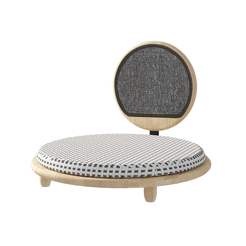 Cuib de pat pentru pisici din lemn solid cu o placă de zgârietură