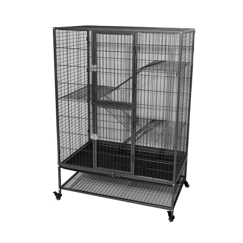 Mare mare duty 2/3/4-nivel cu cușcă de pisică cu tub de interior metal cu roți cu roți Mare mare duty 2/3/4-nivel cu cușcă de pisică cu tub de interior metal cu roți cu roți