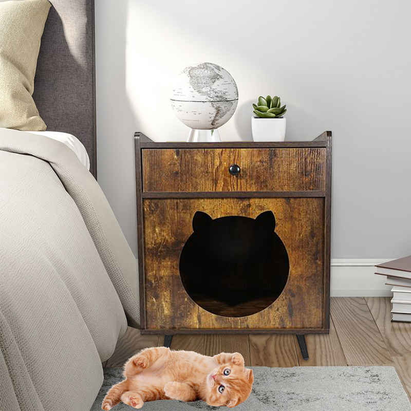 Mobilier în formă de televizor cu cușcă pentru pisici cu dulap de gunoi pentru sertare Mobilier în formă de televizor cu cușcă pentru pisici cu dulap de gunoi pentru sertare