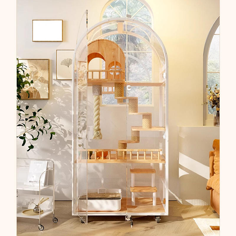 Hotelul de pisici din lemn interior panoramică vilă pentru pisici solide dulap de incintă Hotelul de pisici din lemn interior panoramică vilă pentru pisici solide dulap de incintă
