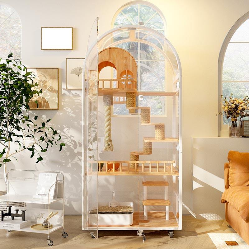 Hotelul de pisici din lemn interior panoramică vilă pentru pisici solide dulap de incintă Hotelul de pisici din lemn interior panoramică vilă pentru pisici solide dulap de incintă