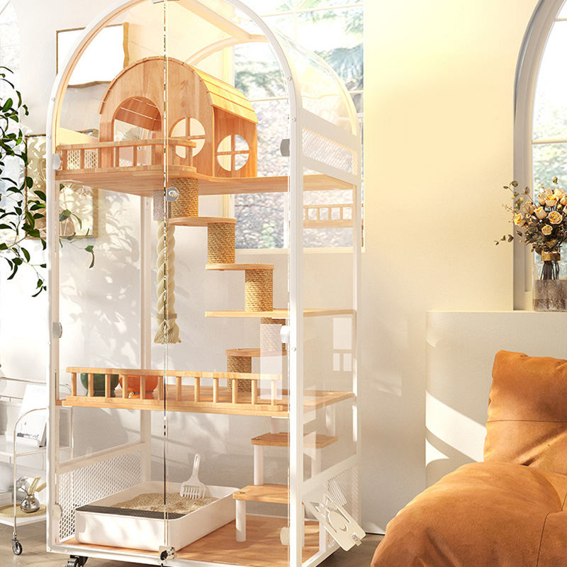 Hotelul de pisici din lemn interior panoramică vilă pentru pisici solide dulap de incintă Hotelul de pisici din lemn interior panoramică vilă pentru pisici solide dulap de incintă