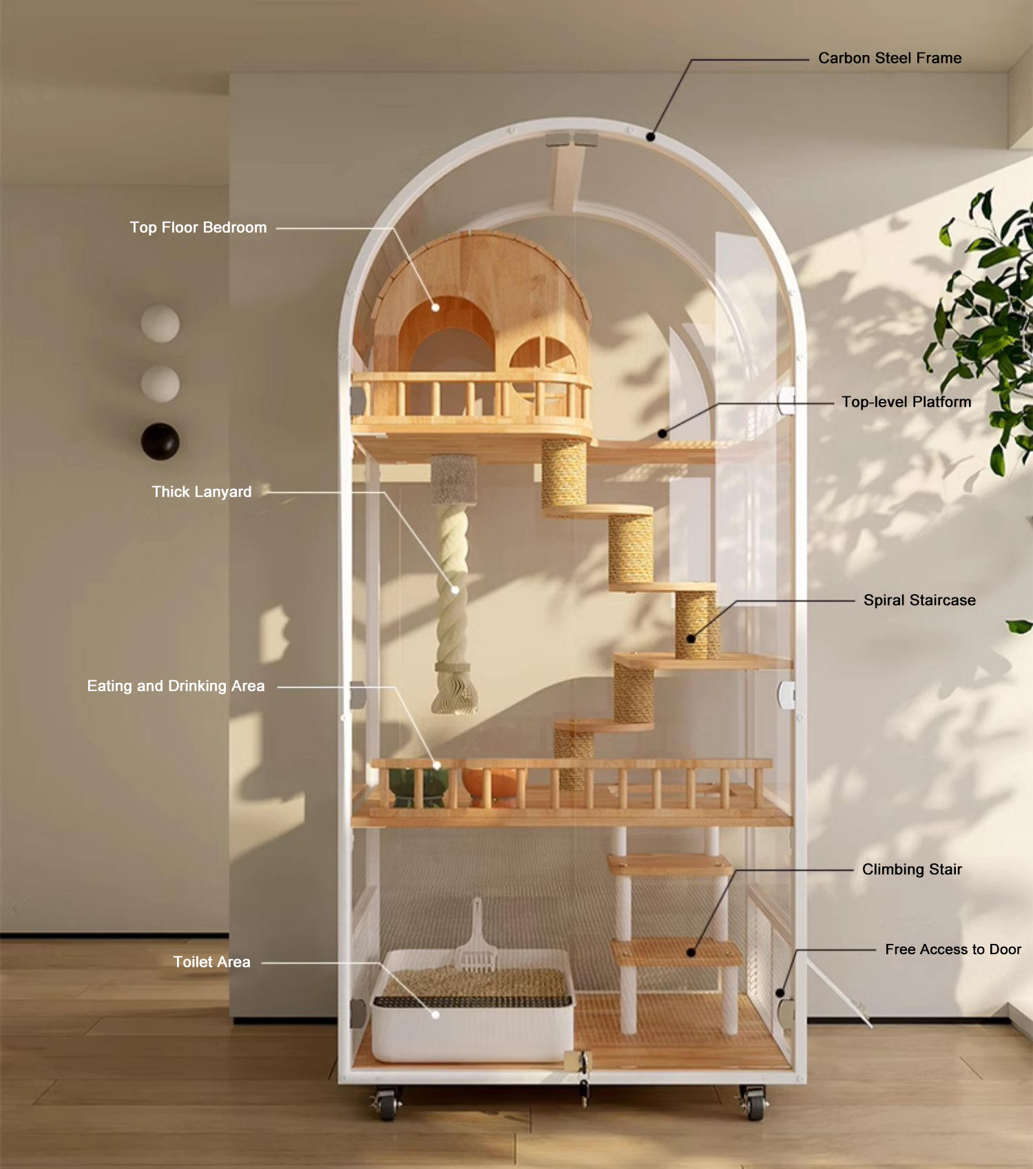 Hotelul de pisici din lemn interior panoramică vilă pentru pisici solide dulap de incintă Hotelul de pisici din lemn interior panoramică vilă pentru pisici solide dulap de incintă