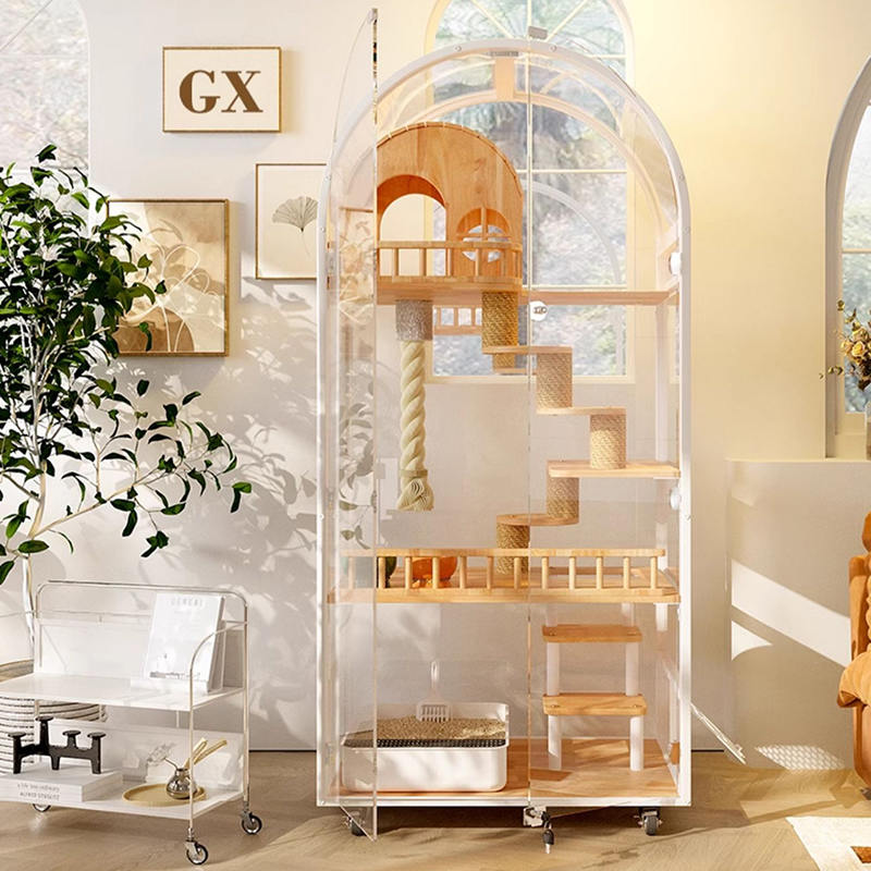 Hotelul de pisici din lemn interior panoramică vilă pentru pisici solide dulap de incintă Hotelul de pisici din lemn interior panoramică vilă pentru pisici solide dulap de incintă