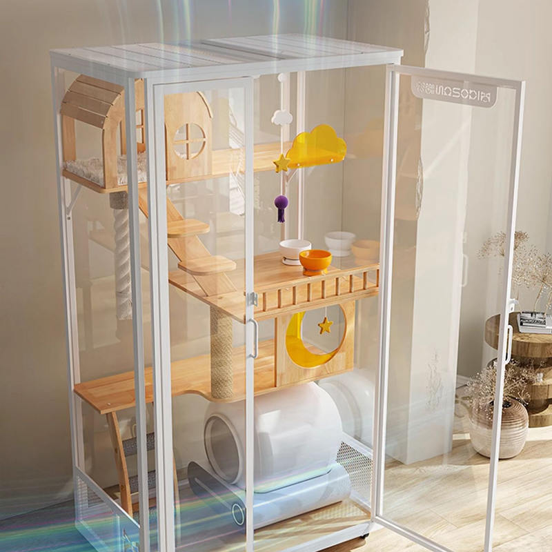 Panoramic Turn de interior Villa Turn, cu mai multe caracteristici, dulap de incintă cu cușcă din lemn Panoramic Turn de interior Villa Turn, cu mai multe caracteristici, dulap de incintă cu cușcă din lemn