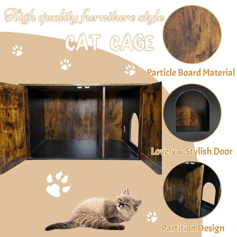 Pisici de mobilier interior cușcă cu dulap de gunoi de divizor Pisici de mobilier interior cușcă cu dulap de gunoi de divizor