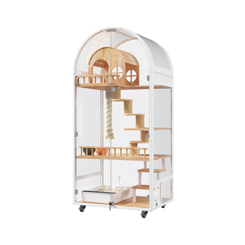 Hotelul de pisici din lemn interior panoramică vilă pentru pisici solide dulap de incintă